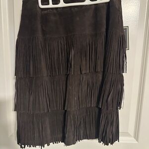 Elegant Dark Brown Fringe Skirt
